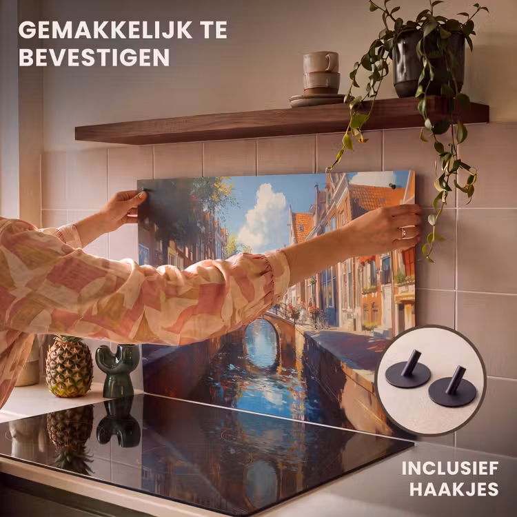 Inductie beschermer en spatscherm (2in1) - Stad - Gracht - Zon - Fietsen — 7