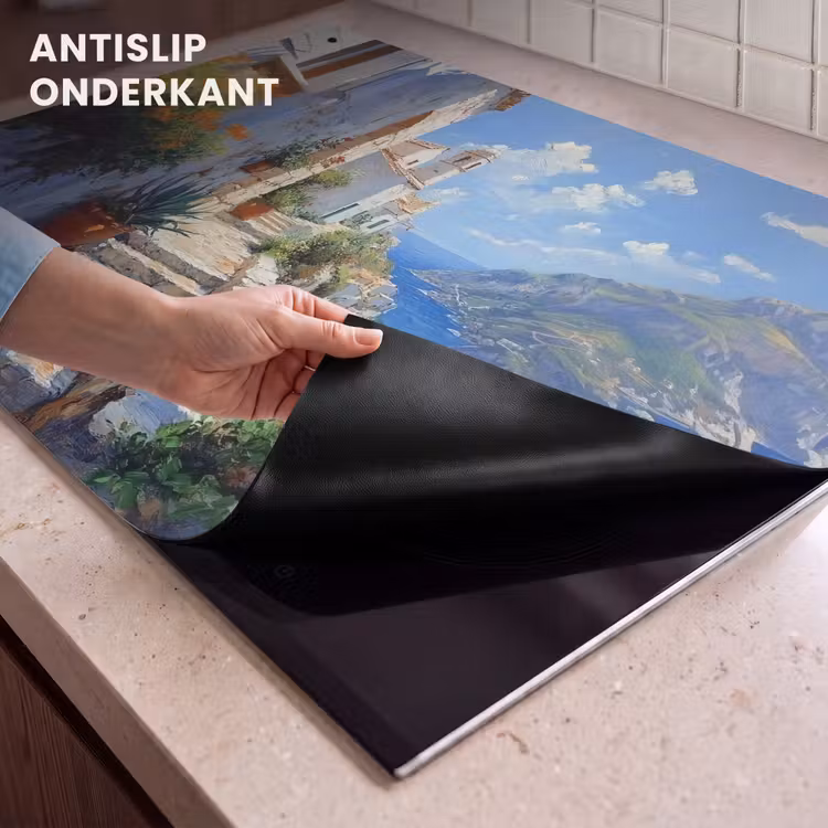 Inductie beschermer en spatscherm (2in1) - Trap - Huizen - Berglandschap - Zee — 4