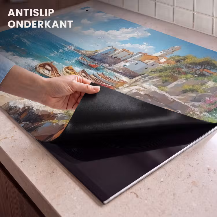 Inductie beschermer en spatscherm (2in1) - Boten - Rotsen - Zee - Zon — 4