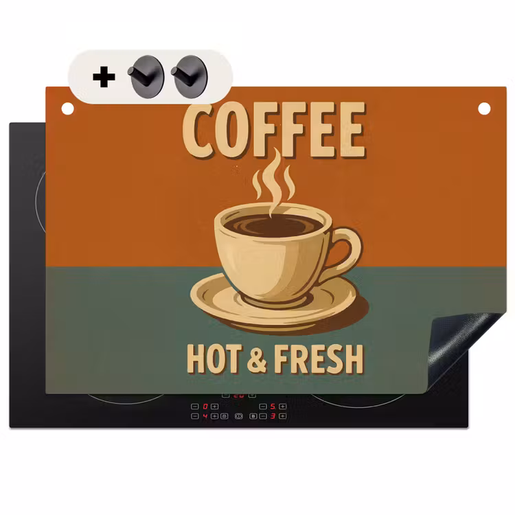 Inductie beschermer en spatscherm (2in1) - Koffie - Kop - Vintage - Quote — 1