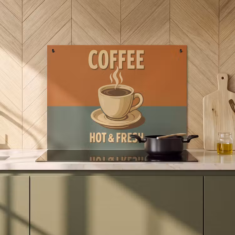 Inductie beschermer en spatscherm (2in1) - Koffie - Kop - Vintage - Quote — 2