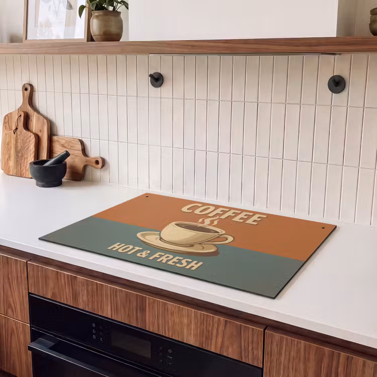 Inductie beschermer en spatscherm (2in1) - Koffie - Kop - Vintage - Quote — 3