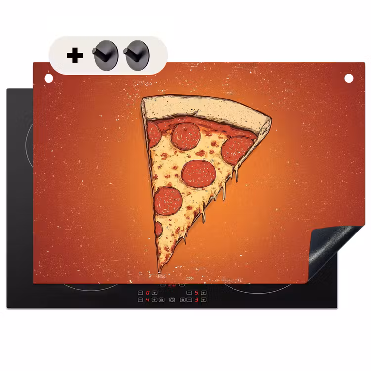 Inductie beschermer en spatscherm (2in1) - Pizza - Kaas - Rood - Pepperoni — 1