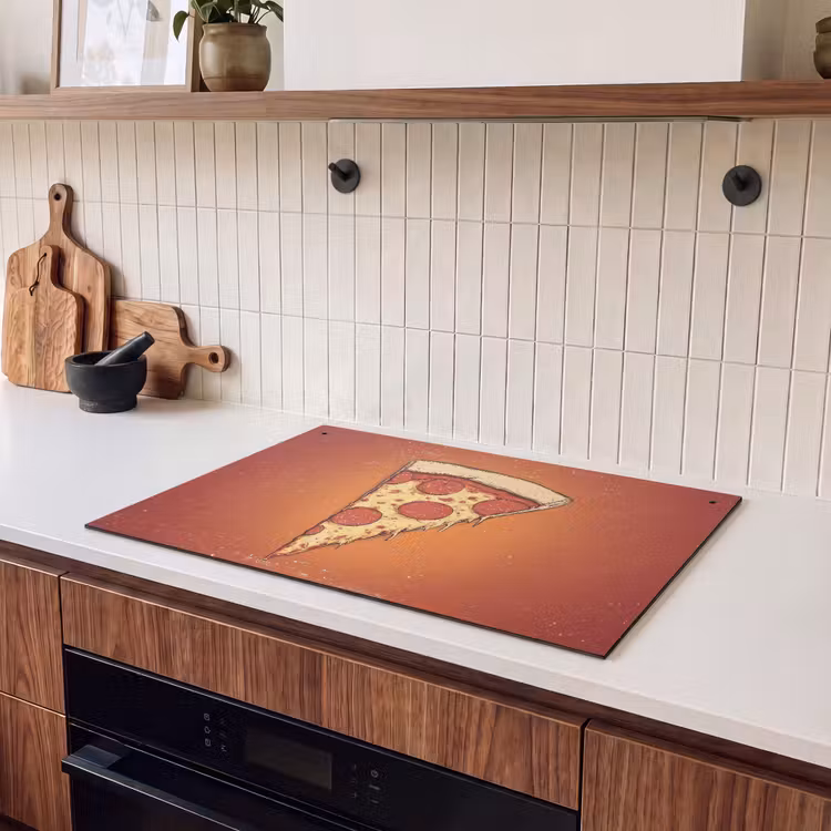 Inductie beschermer en spatscherm (2in1) - Pizza - Kaas - Rood - Pepperoni — 3