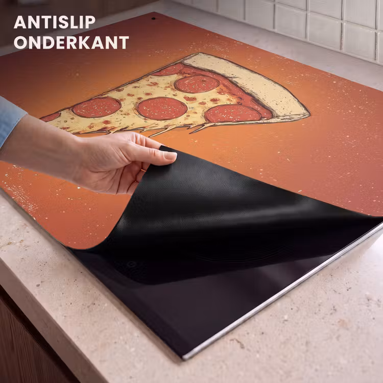 Inductie beschermer en spatscherm (2in1) - Pizza - Kaas - Rood - Pepperoni — 4