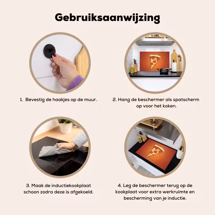 Inductie beschermer en spatscherm (2in1) - Pizza - Kaas - Rood - Pepperoni — 6