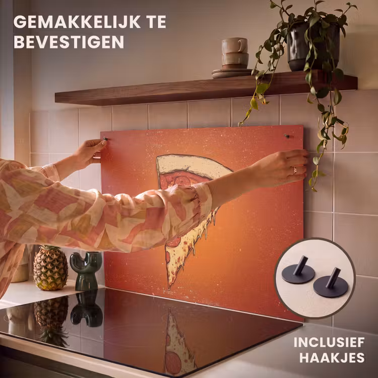 Inductie beschermer en spatscherm (2in1) - Pizza - Kaas - Rood - Pepperoni — 7