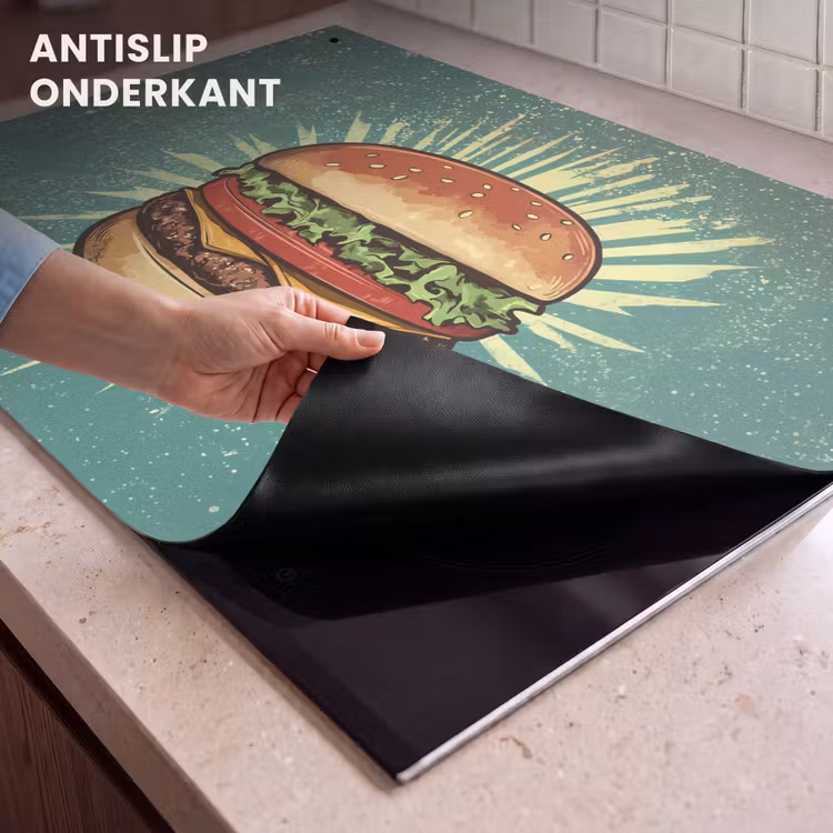 Inductie beschermer en spatscherm (2in1) - Hamburger - Illustratie - Sla - Kaas — 4