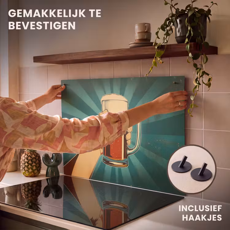 Inductie beschermer en spatscherm (2in1) - Bierglas - Schuim - Retro - Groen — 7