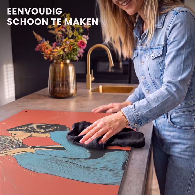 Inductie beschermer en spatscherm (2in1) - Vrouw - Retro - Discobal - Kus — 5