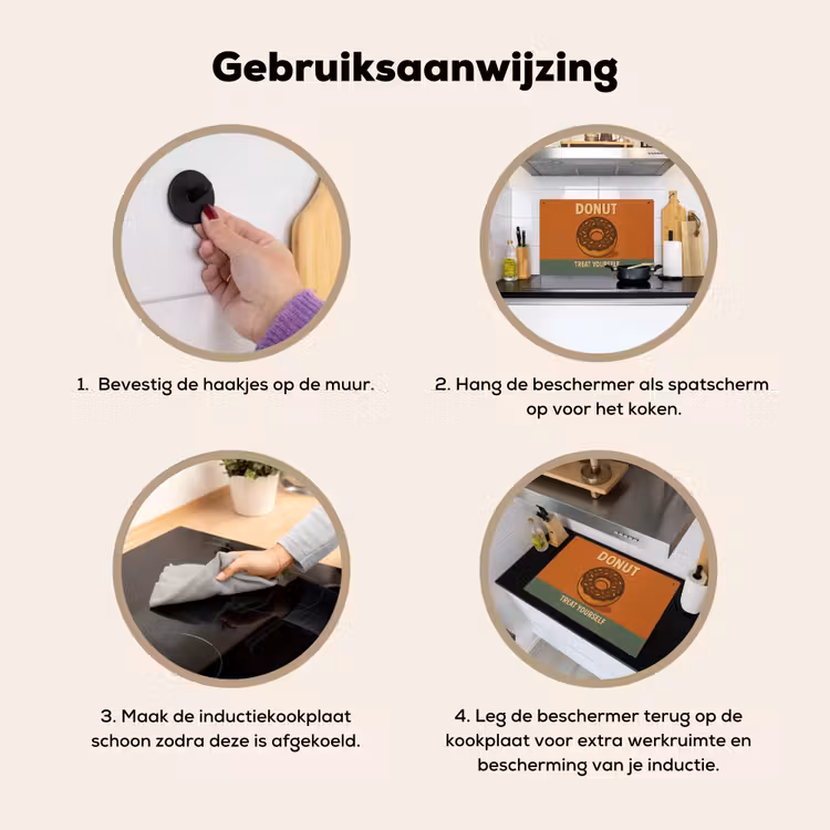 Inductie beschermer en spatscherm (2in1) - Donut - Spikkels - Kleurrijk - Quote — 6