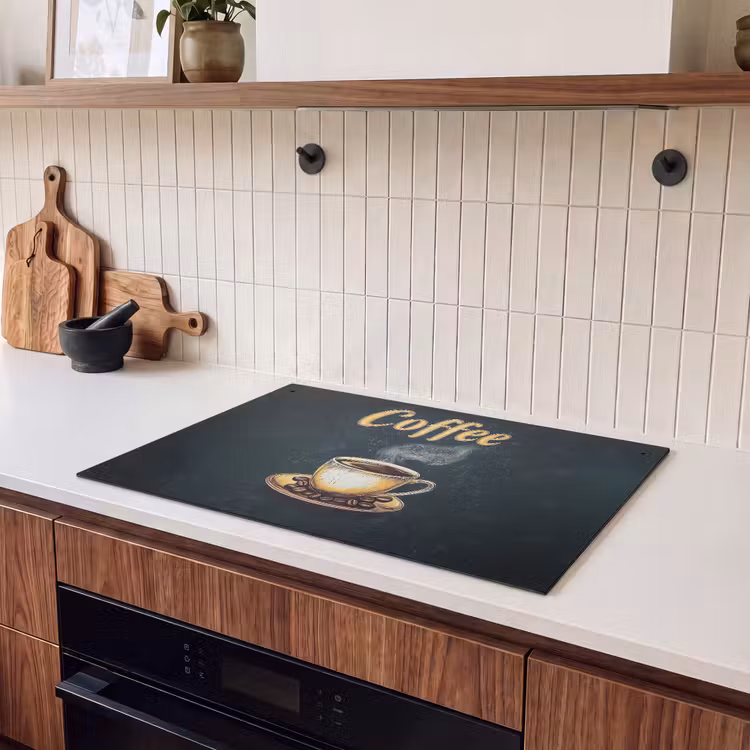 Inductie beschermer en spatscherm (2in1) - Koffie - Schotel - Koffiebonen - Retro — 3