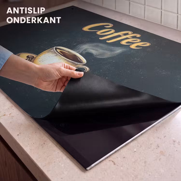 Inductie beschermer en spatscherm (2in1) - Koffie - Schotel - Koffiebonen - Retro — 4