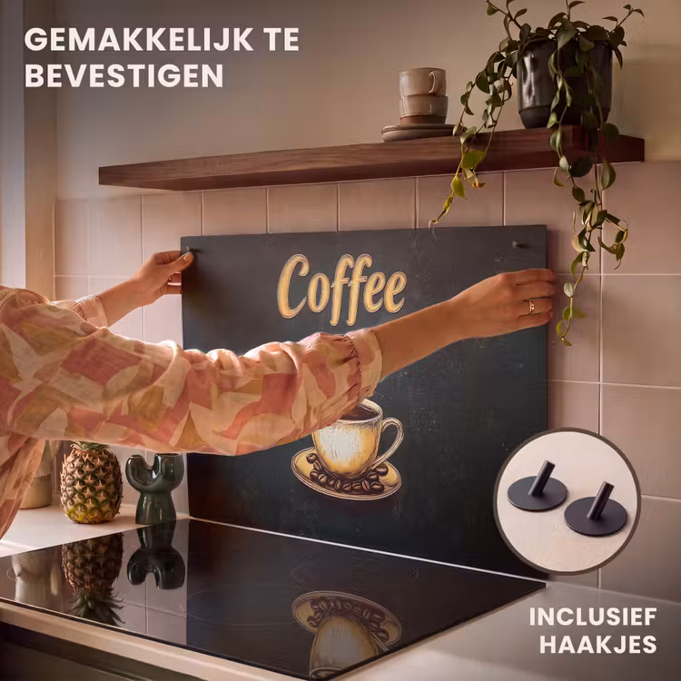 Inductie beschermer en spatscherm (2in1) - Koffie - Schotel - Koffiebonen - Retro — 7