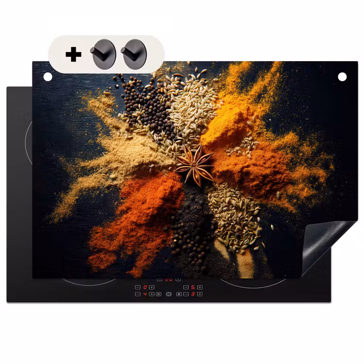 Inductie beschermer en spatscherm (2in1) - Specerijen - Explosie - Oranje