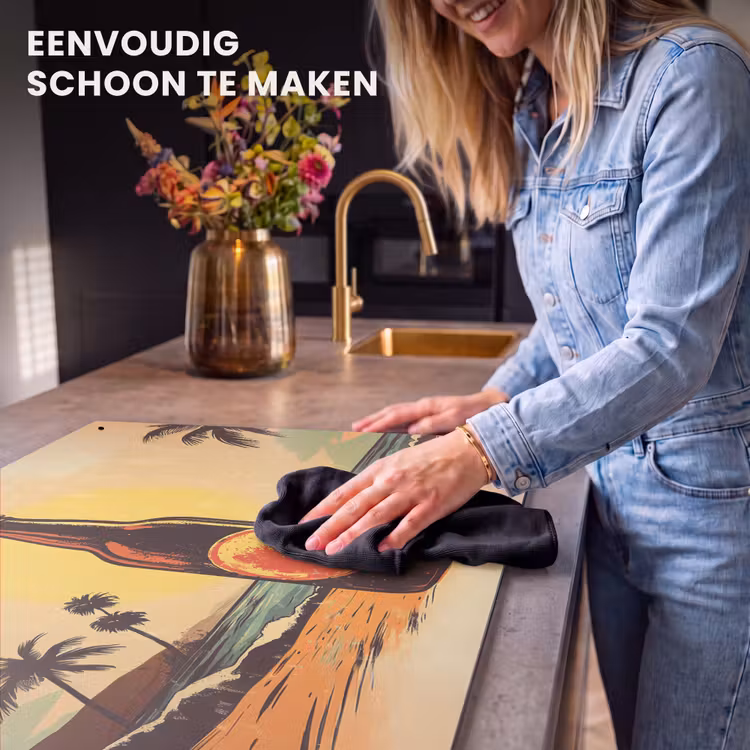 Inductie beschermer en spatscherm (2in1) - Bierfles - Zonsondergang - Palmbomen - Zee — 5