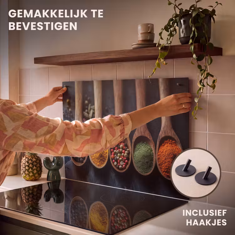 Inductie beschermer en spatscherm (2in1) - Houten - Lepels - Specerijen - Kruiden — 7