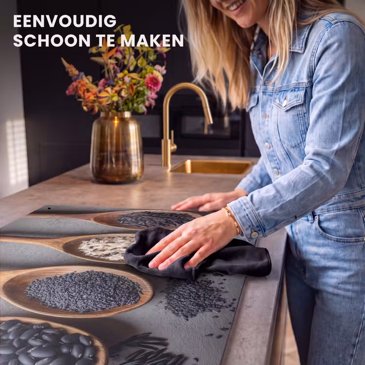 Inductie beschermer en spatscherm (2in1) - Houten - Lepels - Rijst - Zaden — 5