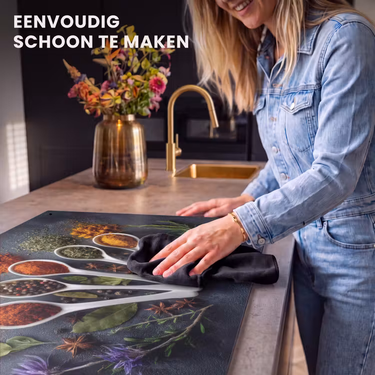 Inductie beschermer en spatscherm (2in1) - Lepels - Wit - Poeder - Kruiden — 5