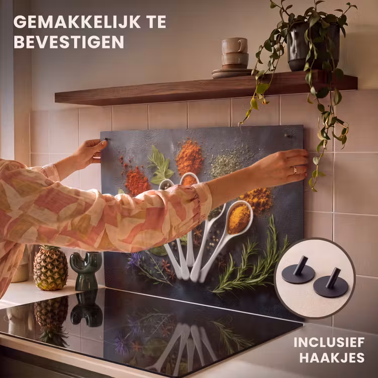 Inductie beschermer en spatscherm (2in1) - Lepels - Wit - Poeder - Kruiden — 7