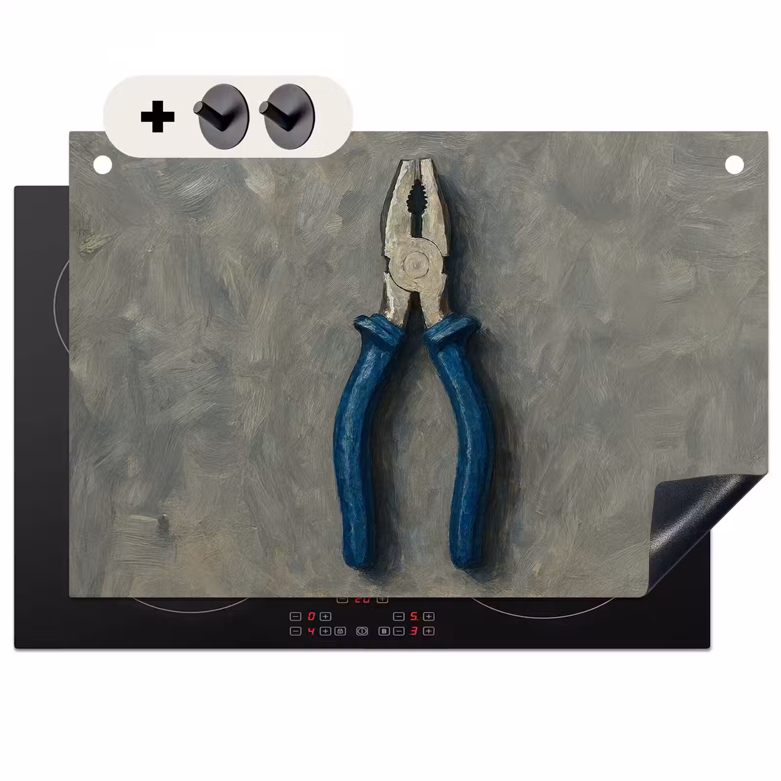 Inductie beschermer en spatscherm (2in1) - Tang - Schilderij - Textuur - Verf — 1
