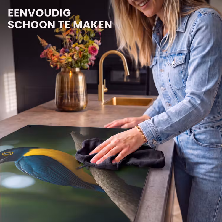 Inductie beschermer en spatscherm (2in1) - Vogel - Tak - Geel - Bladeren — 5