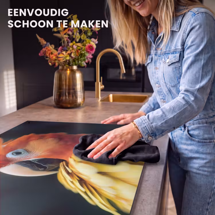 Inductie beschermer en spatscherm (2in1) - Close-up - Papegaai - Veren - Oranje — 5