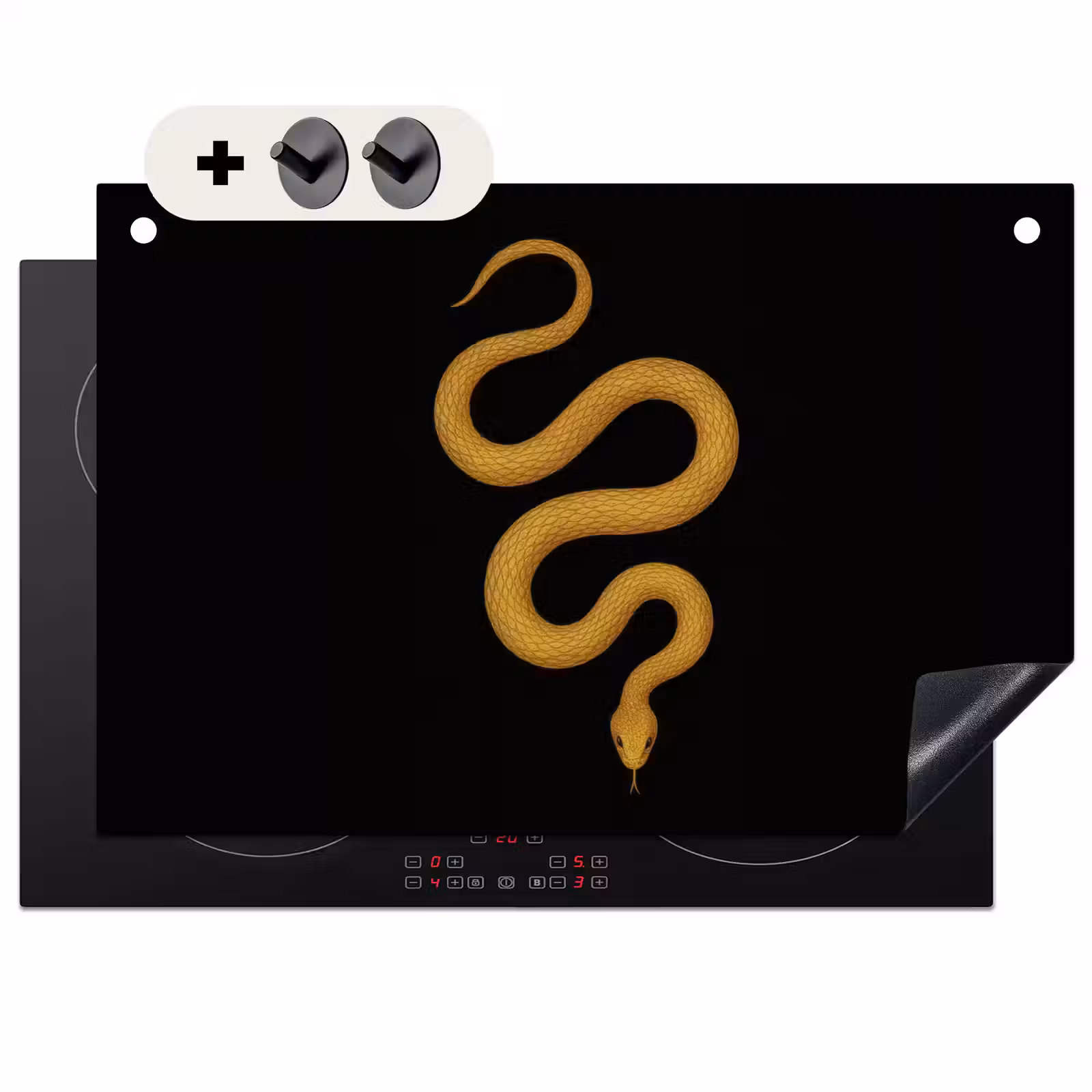 Inductie beschermer en spatscherm (2in1) - Slang - Minimalistisch - Goud — 1