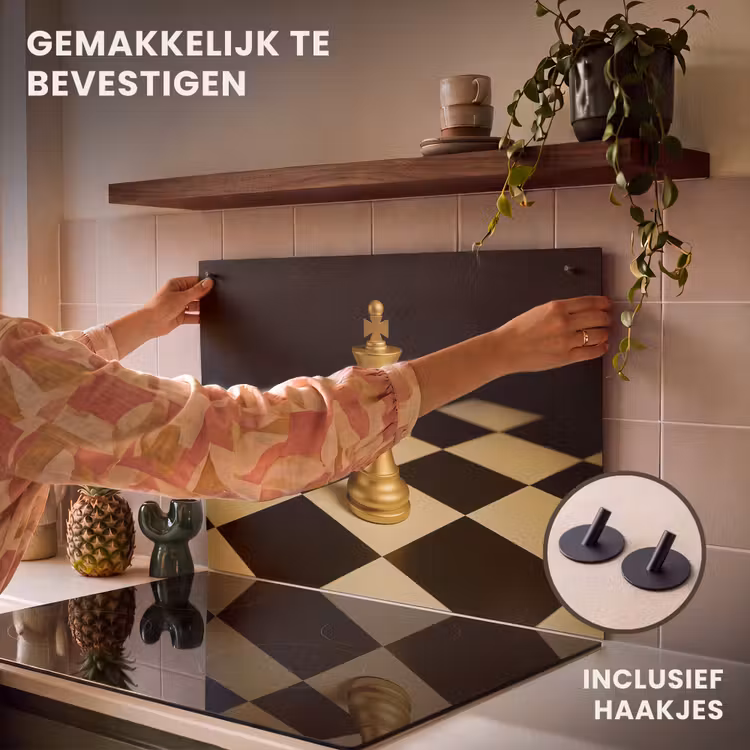 Inductie beschermer en spatscherm (2in1) - Schaakstuk - Koning - Schaakbord - Geblokt — 7