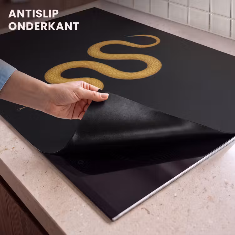 Inductie beschermer en spatscherm (2in1) - Slang - Minimalistisch - Goud — 4