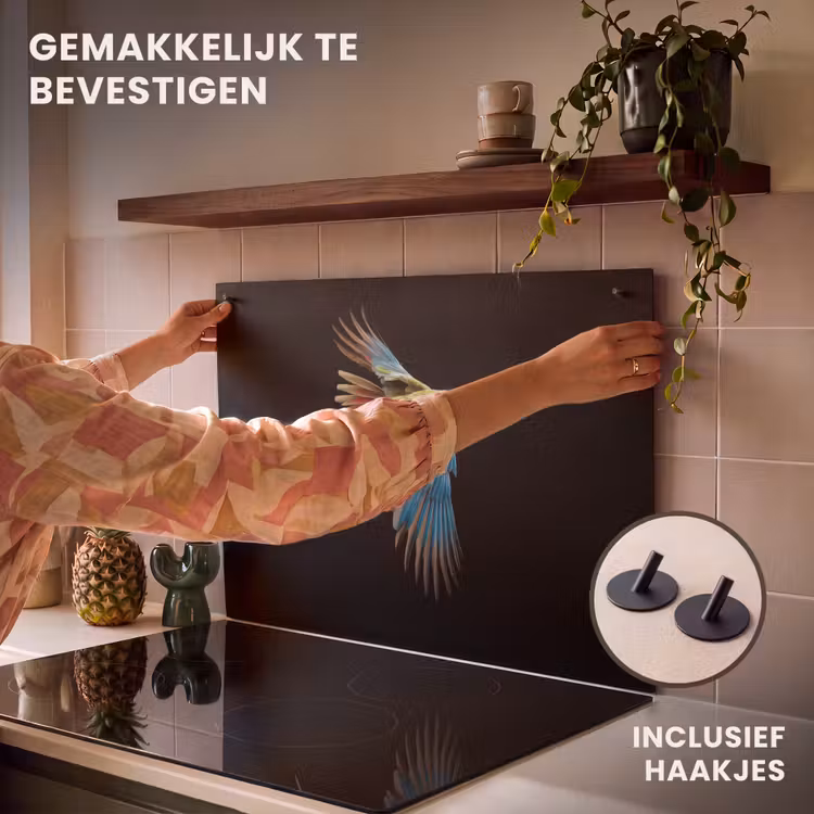 Inductie beschermer en spatscherm (2in1) - Papegaai - Kleurrijk - Vleugels - Sierlijk — 7