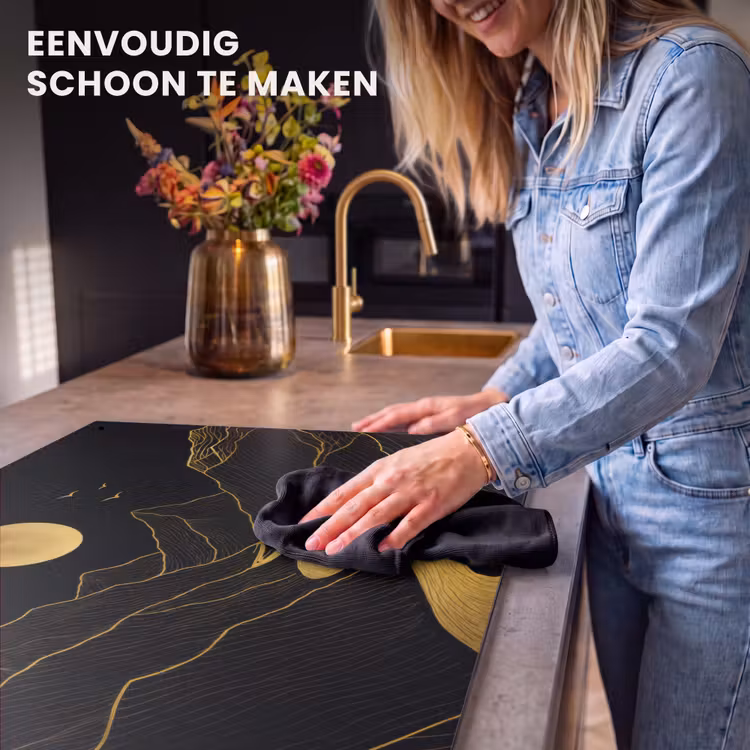 Inductie beschermer en spatscherm (2in1) - Rivier - Goud - Maan - Vogels — 5