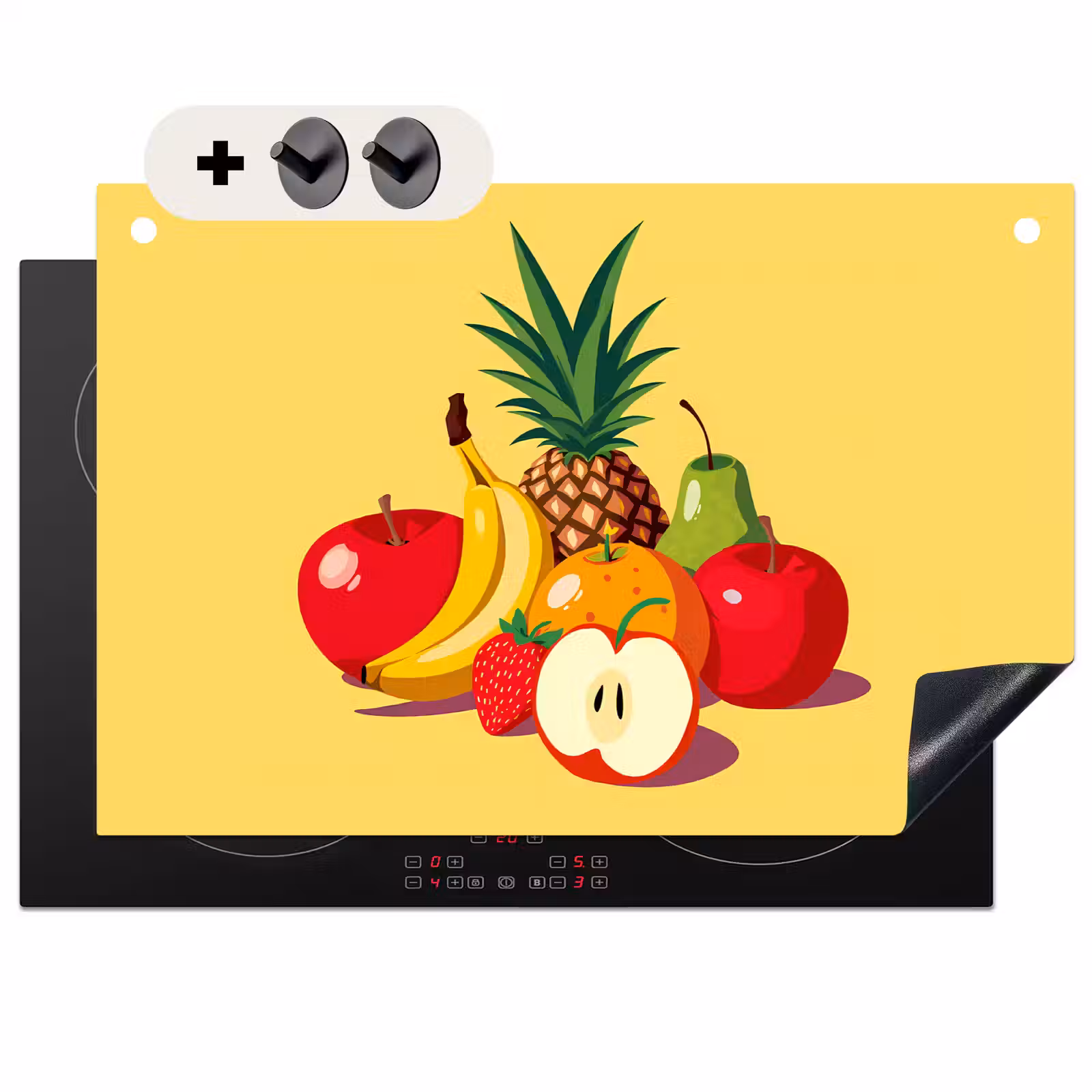 Inductie beschermer en spatscherm (2in1) - Fruit - Illustratie - Kleurrijk — 1