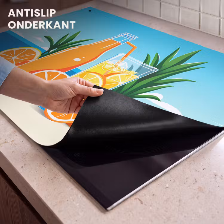 Inductie beschermer en spatscherm (2in1) - Sinaasappels - Ijsblokjes - Zee - Illustratie — 4