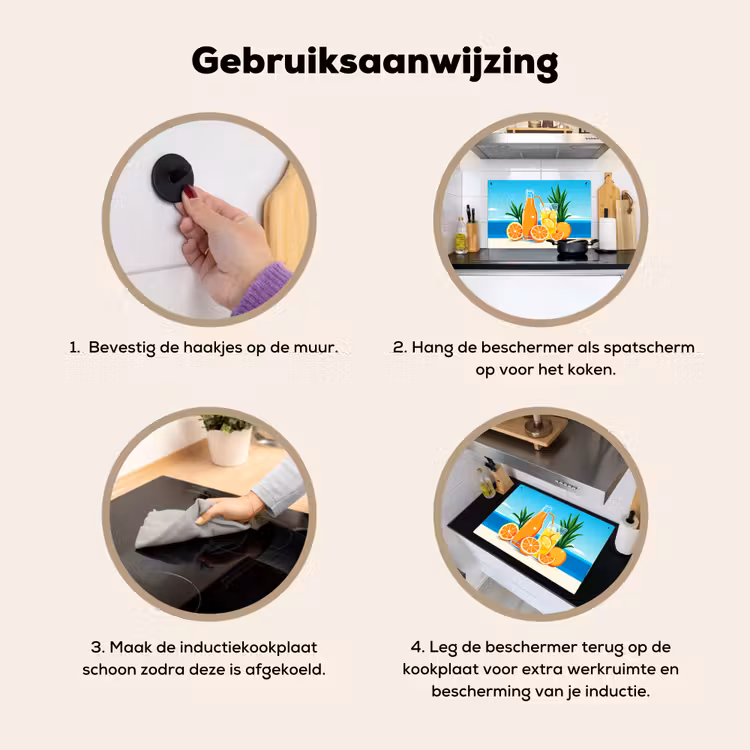 Inductie beschermer en spatscherm (2in1) - Sinaasappels - Ijsblokjes - Zee - Illustratie — 6