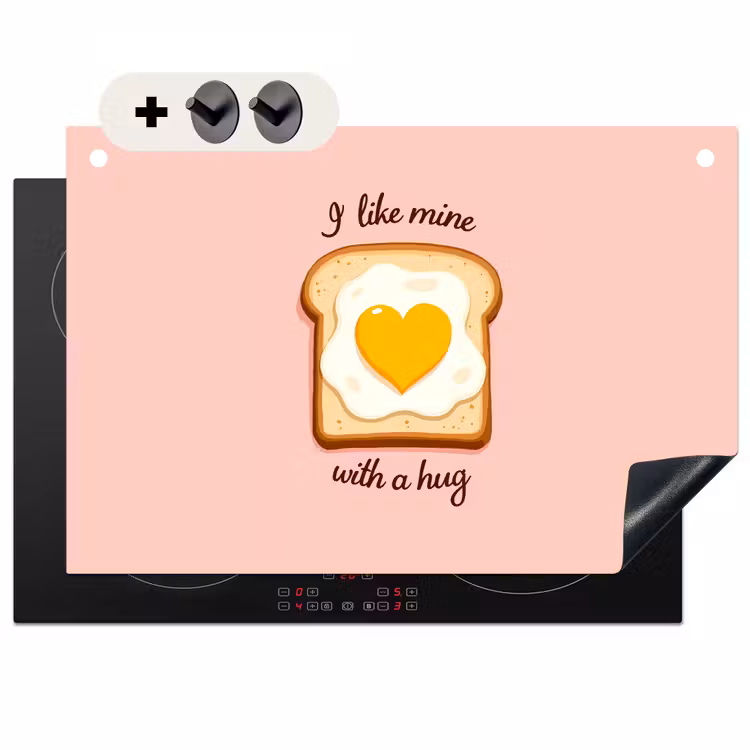 Inductie beschermer en spatscherm (2in1) - Brood - Illustratie - Quote - Roze — 1