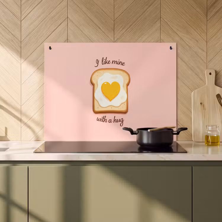 Inductie beschermer en spatscherm (2in1) - Brood - Illustratie - Quote - Roze — 2