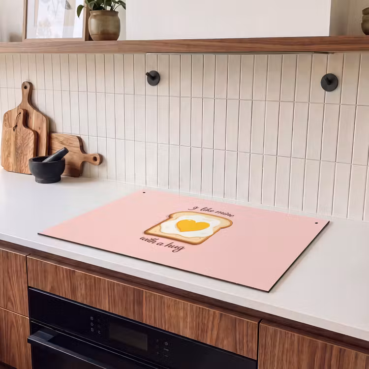Inductie beschermer en spatscherm (2in1) - Brood - Illustratie - Quote - Roze — 3