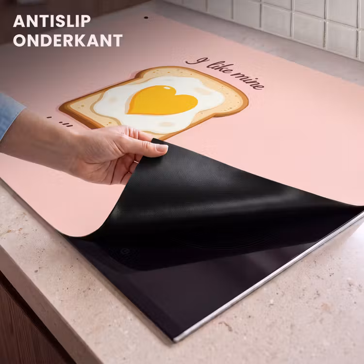 Inductie beschermer en spatscherm (2in1) - Brood - Illustratie - Quote - Roze — 4