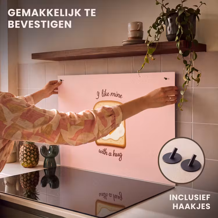 Inductie beschermer en spatscherm (2in1) - Brood - Illustratie - Quote - Roze — 7