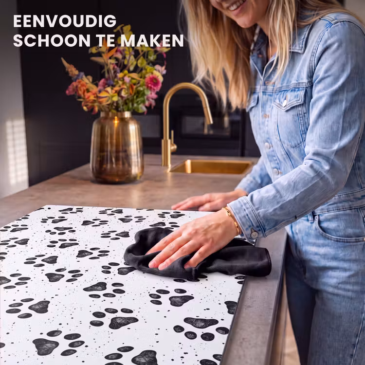 Inductie beschermer en spatscherm (2in1) - Paw - Pattern -Black — 5