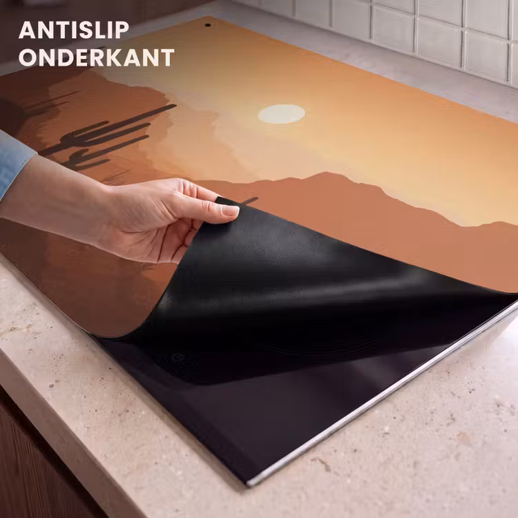 Inductie beschermer en spatscherm (2in1) - Landschap - Woestijn - Cactussen - Zon — 4