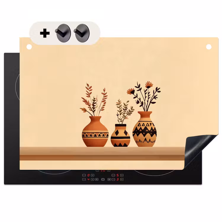 Inductie beschermer en spatscherm (2in1) - Vazen - Bloemen - Bladeren - Minimalistisch — 1