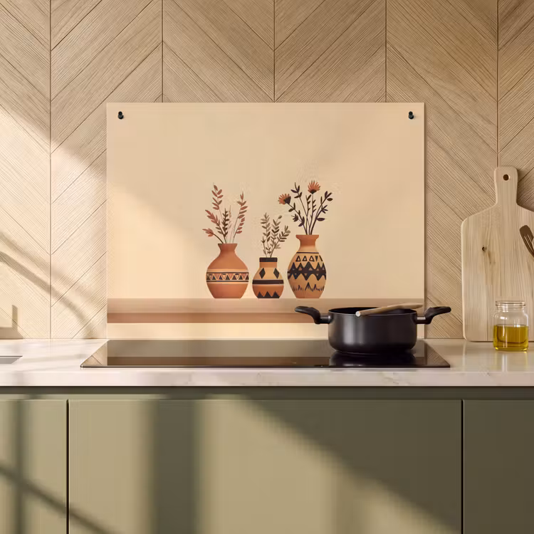Inductie beschermer en spatscherm (2in1) - Vazen - Bloemen - Bladeren - Minimalistisch — 2