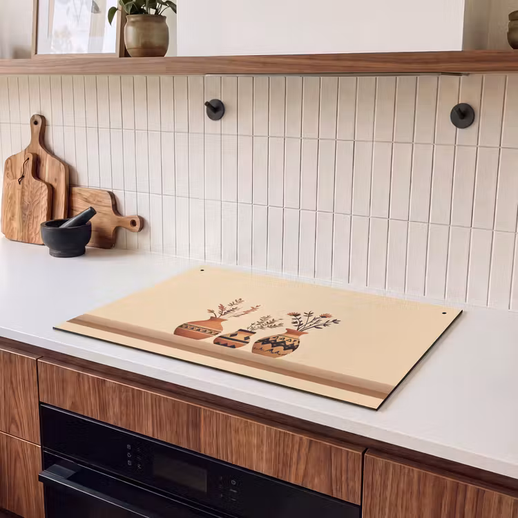 Inductie beschermer en spatscherm (2in1) - Vazen - Bloemen - Bladeren - Minimalistisch — 3