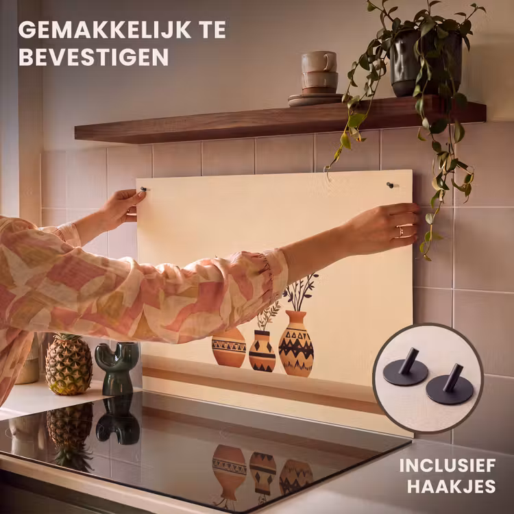 Inductie beschermer en spatscherm (2in1) - Vazen - Bloemen - Bladeren - Minimalistisch — 7