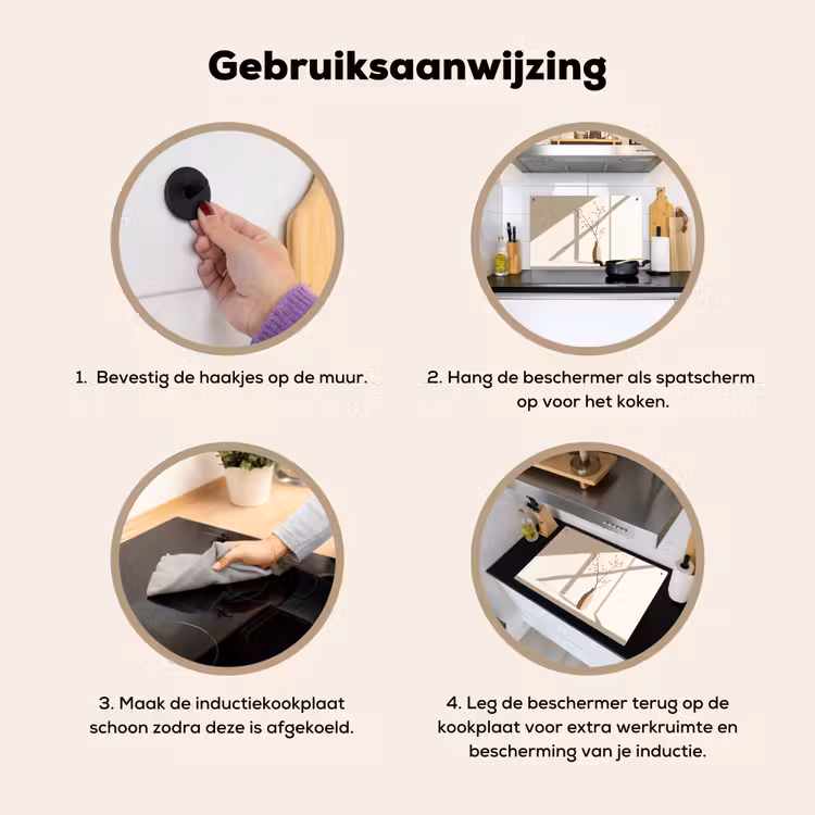 Inductie beschermer en spatscherm (2in1) - Vaas - Takken - Bessen - Minimalistisch — 6
