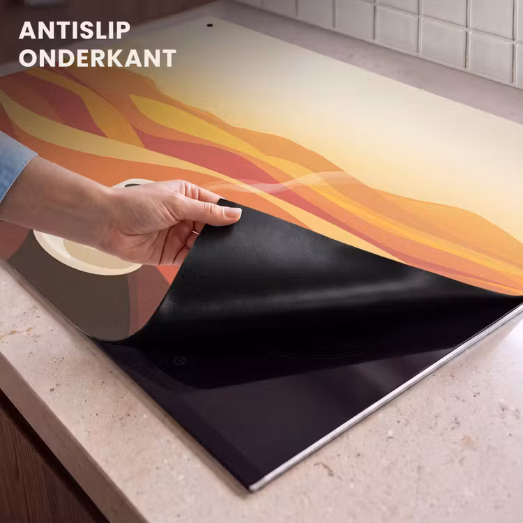 Inductie beschermer en spatscherm (2in1) - Koffie - Landschap - Oranje - Koffiebonen — 4
