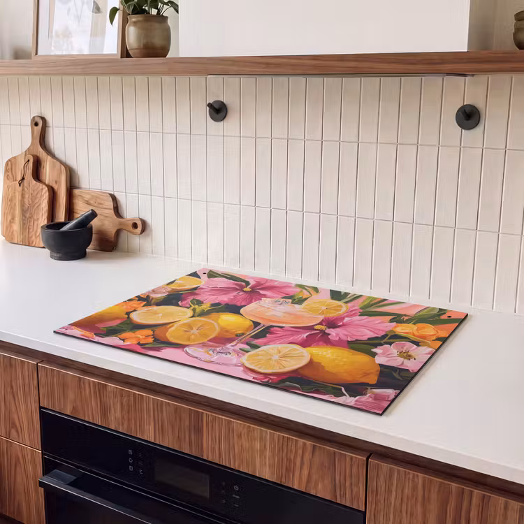 Inductie beschermer en spatscherm (2in1) - Drink - Bloemen - Yellow — 3