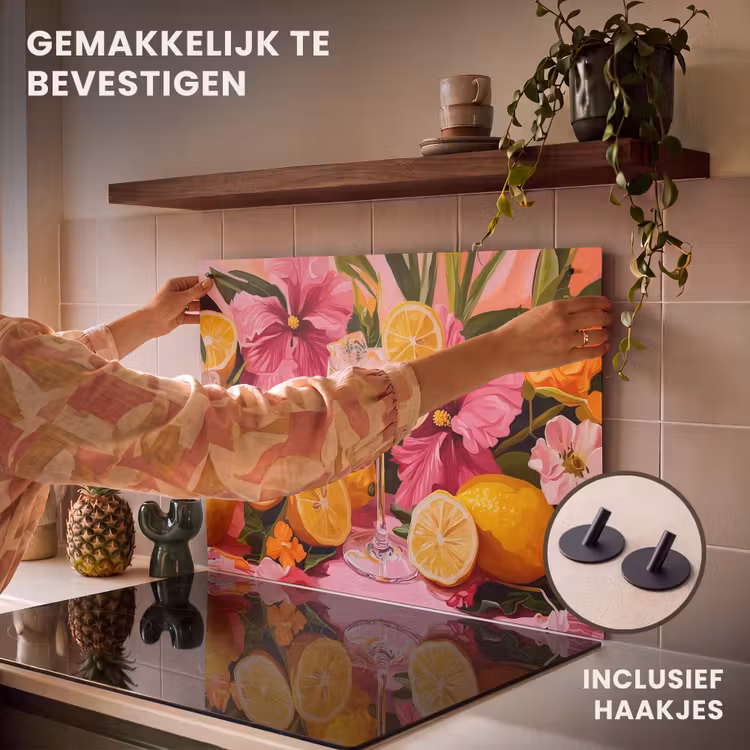 Inductie beschermer en spatscherm (2in1) - Drink - Bloemen - Yellow — 7